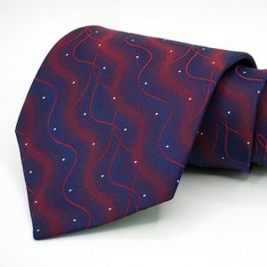 Hugo Boss 100% Silk Neck Tie 3.5" Width Red Blue